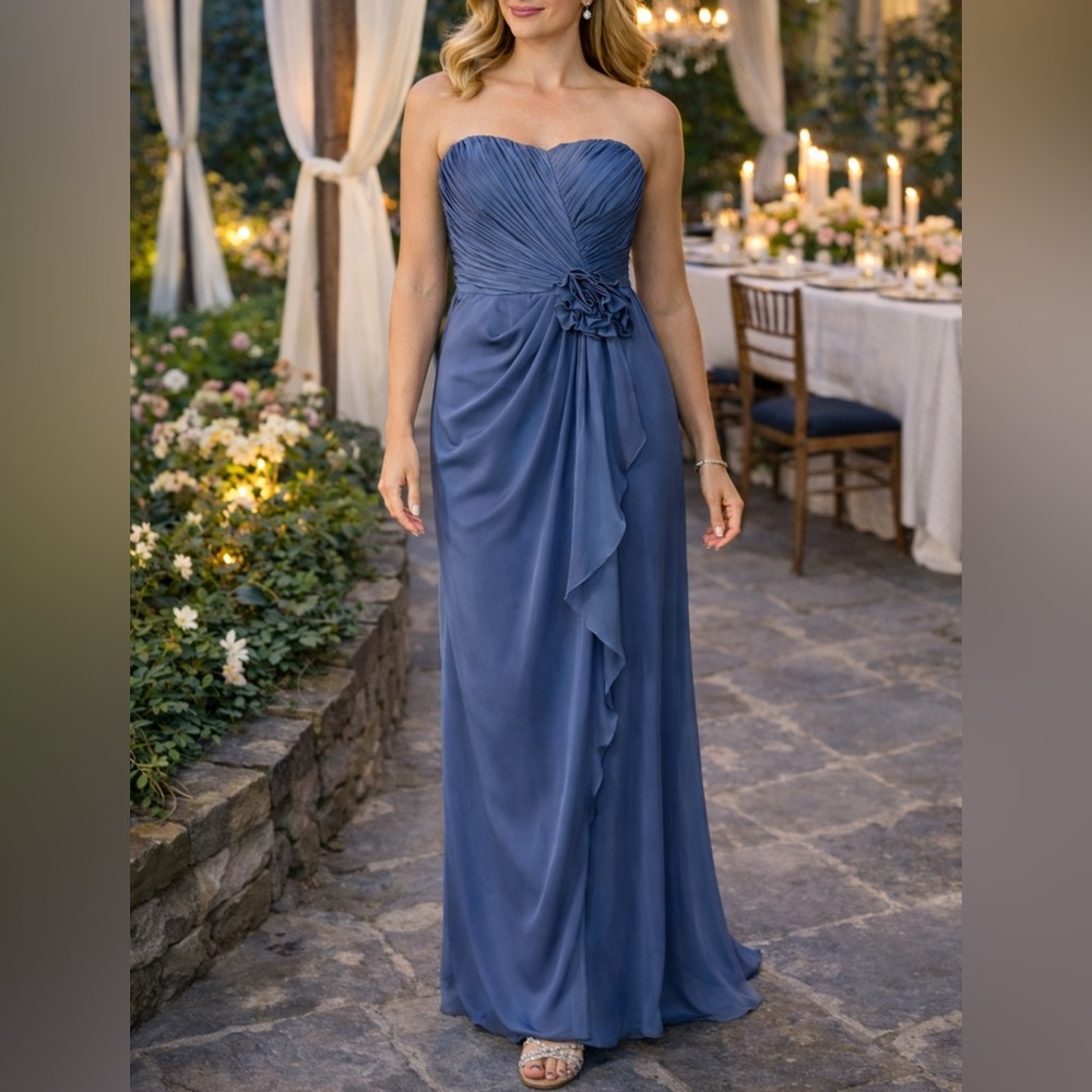 Adrianna Papell Formal Dress 6 Iridescent Blue Rosette Formal Fairy Princess